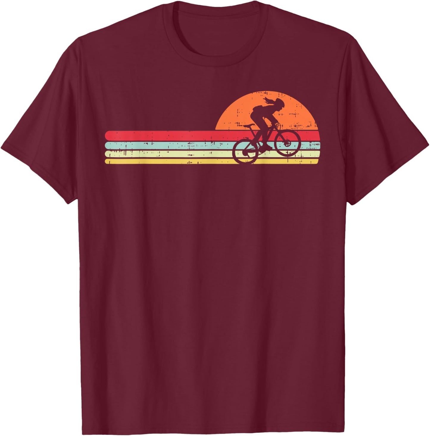 Mountain Bike Girl Retro Cycling Bicycle Rider Women Gift T-Shirt - T-Shirt | Maroon