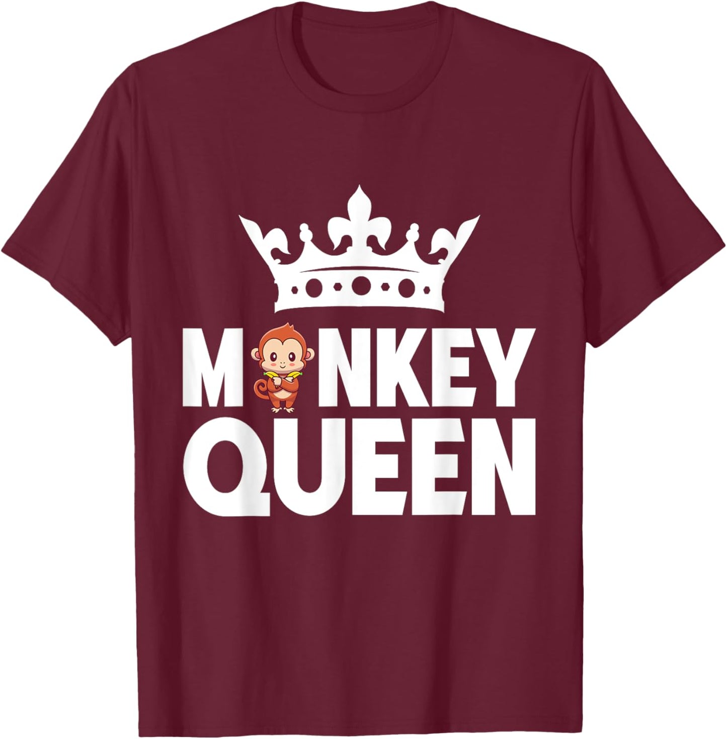 Monkey Queen Monkey T-Shirt - T-Shirt | Maroon