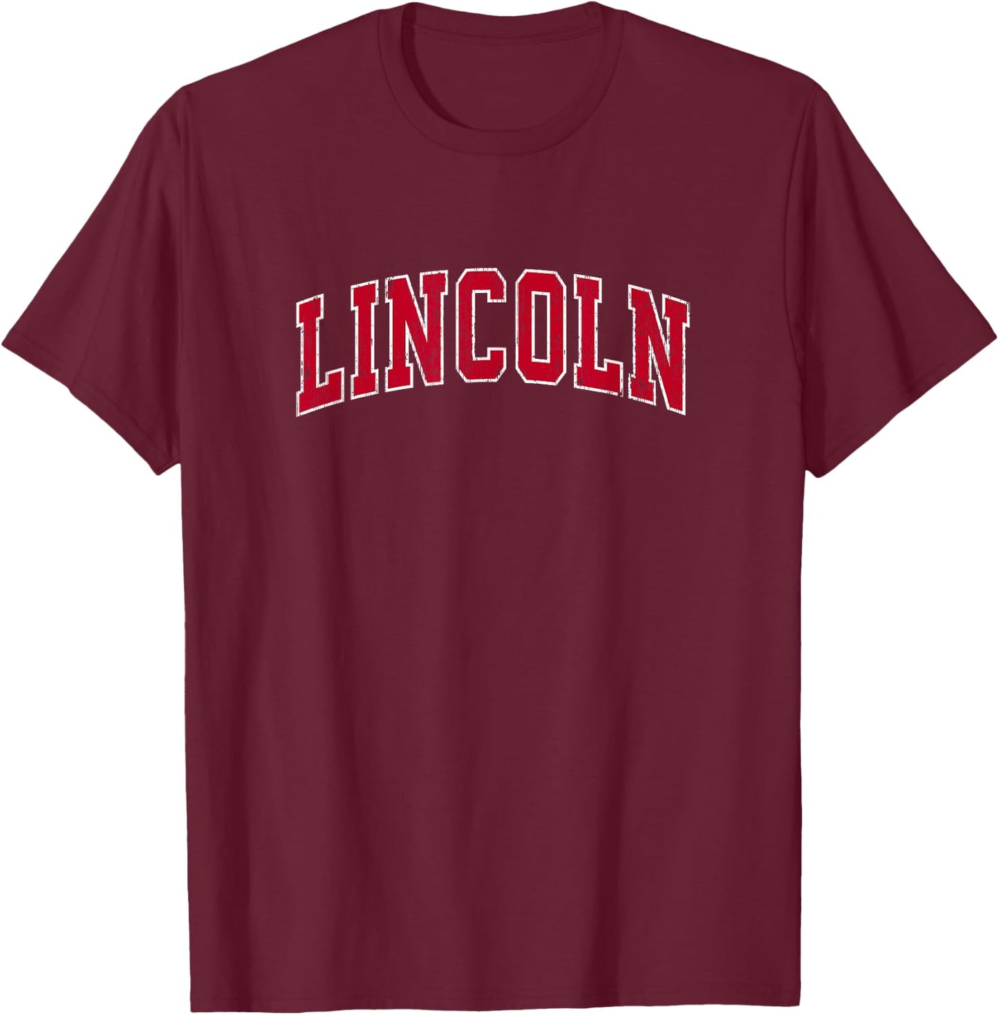 Lincoln California CA Vintage Sports Design Red Design T-Shirt - T-Shirt | Maroon