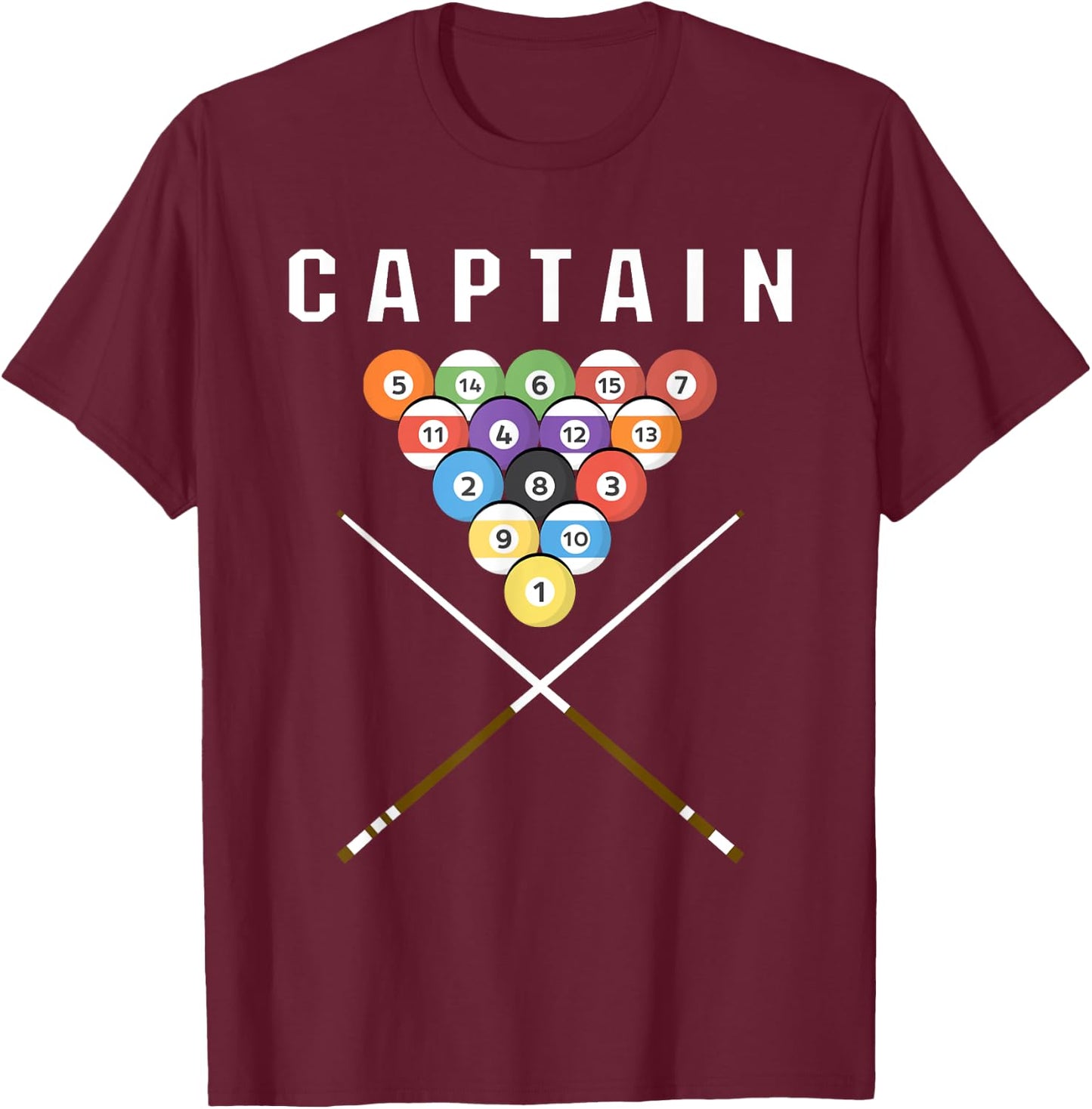 Captain Pool Billiard Team Gift T-Shirt - T-Shirt | Maroon