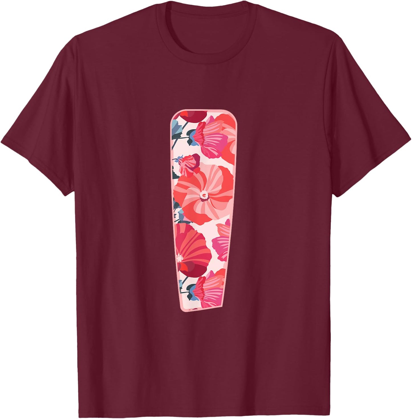 Letter I Sign Alphabet Last Name Vowel Flower Nature Gift T-Shirt - T-Shirt | Maroon