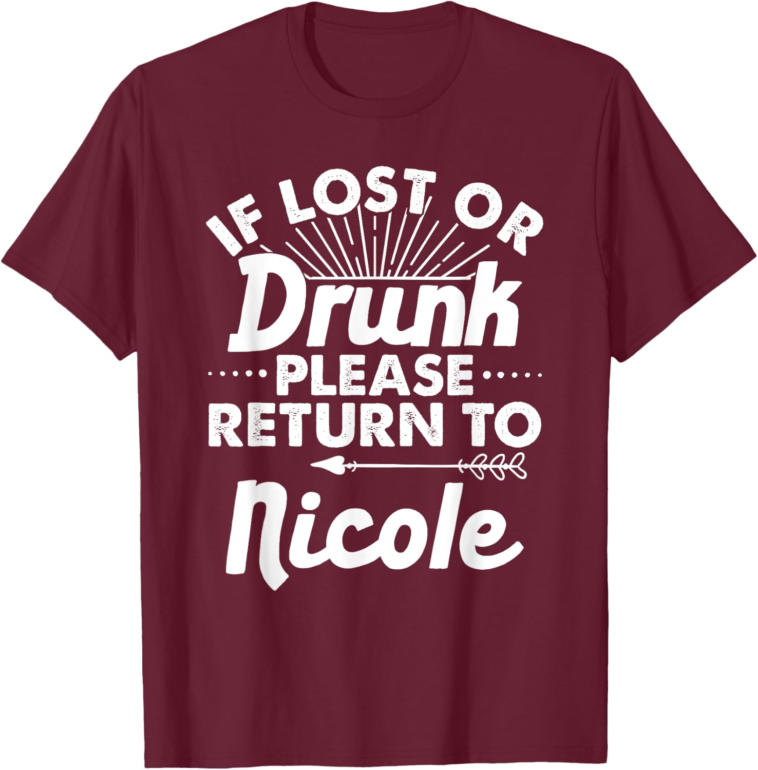 If Lost Or Drunk Please Return To NICOLE Gift Name Women T-Shirt - T-Shirt | Maroon