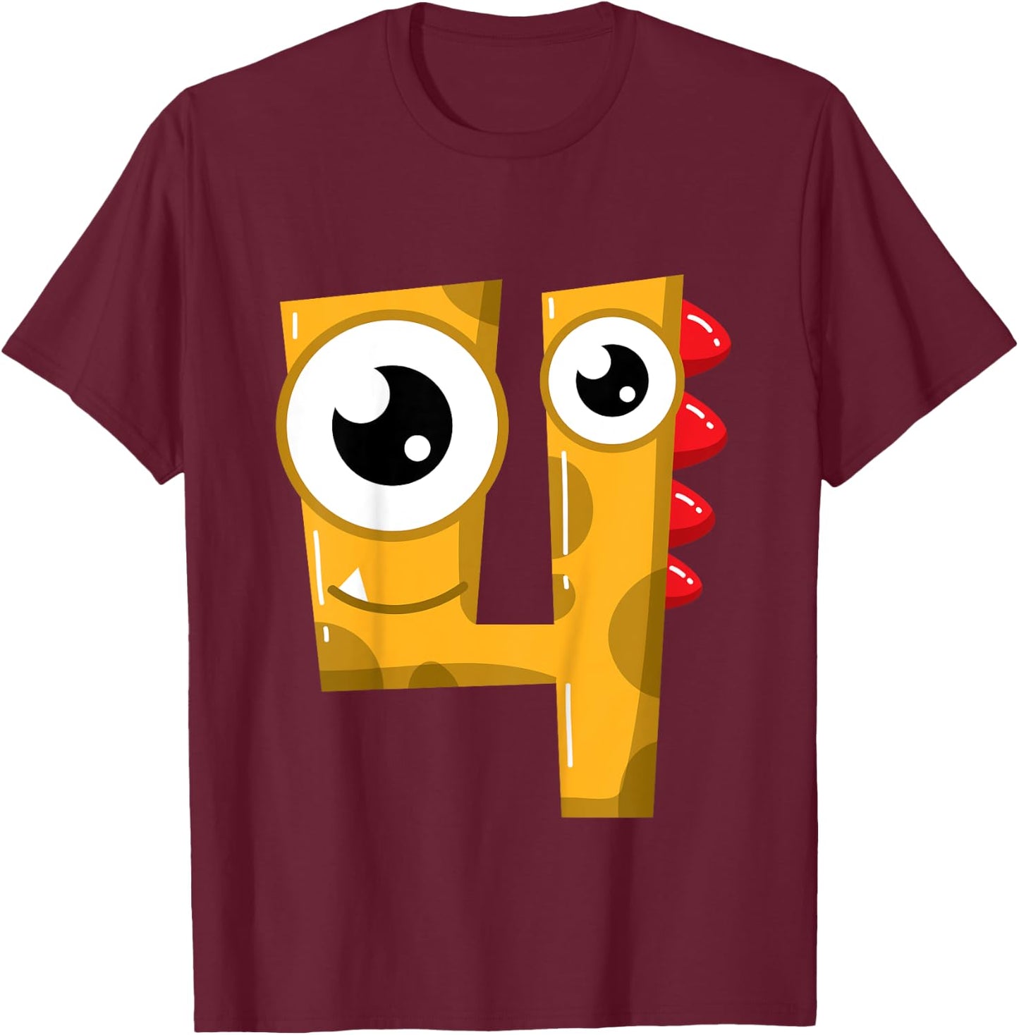 4th Birthday Fun Shirt Gift Funny Little Monster T-Shirt - T-Shirt | Maroon
