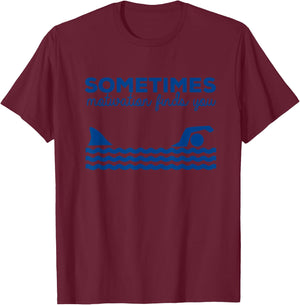 Sometimes Motivation Finds You Sharks Shark Lover T-Shirt - T-Shirt | Maroon