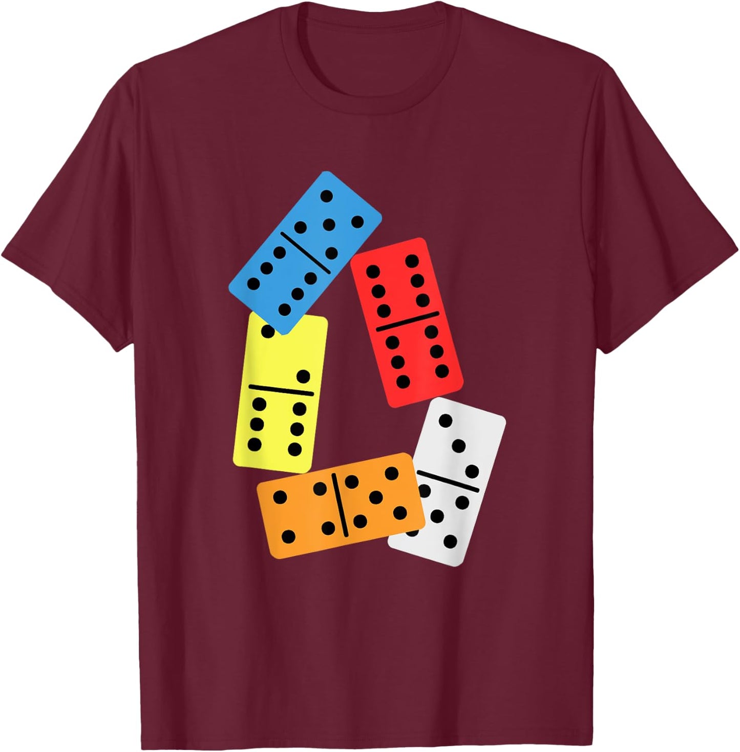 Colorful Domino Tiles Dominoes Domino Effect Tactics Gift T-Shirt - T-Shirt | Maroon