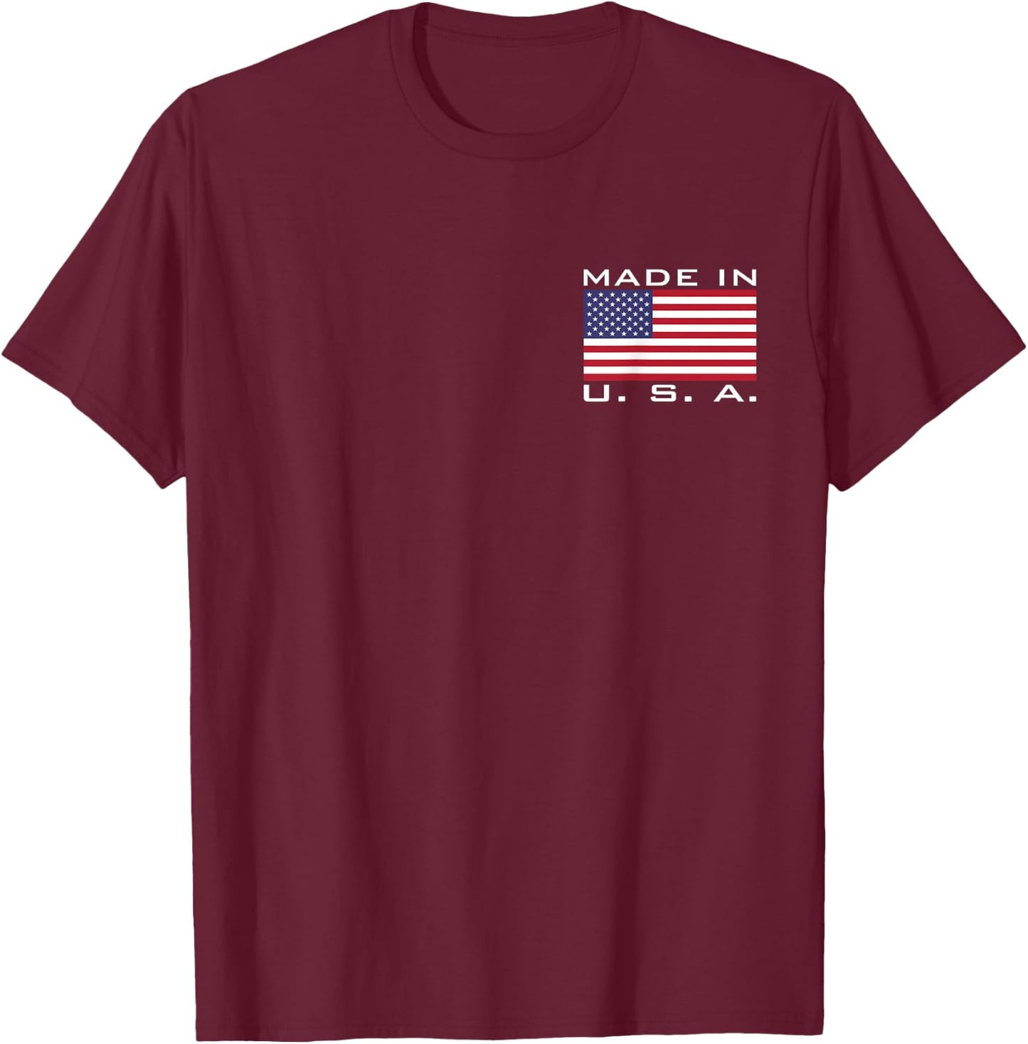Made in The USA, Made in America, US Flag, Stars and Stripes Colour T-Shirt - T-Shirt | Maroon