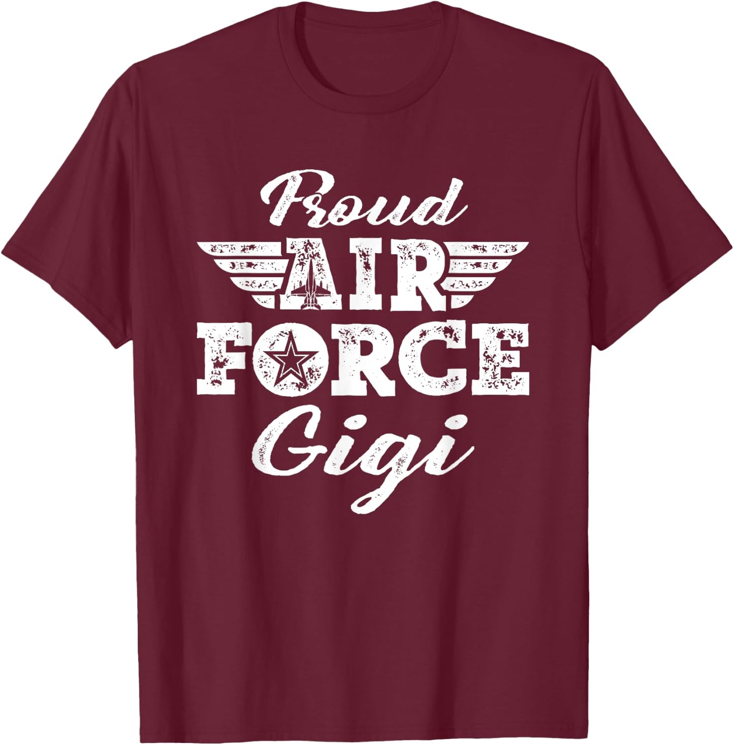 Proud Air Force Gigi Pride Military Family Grandmother Gifts T-Shirt - T-Shirt | Maroon