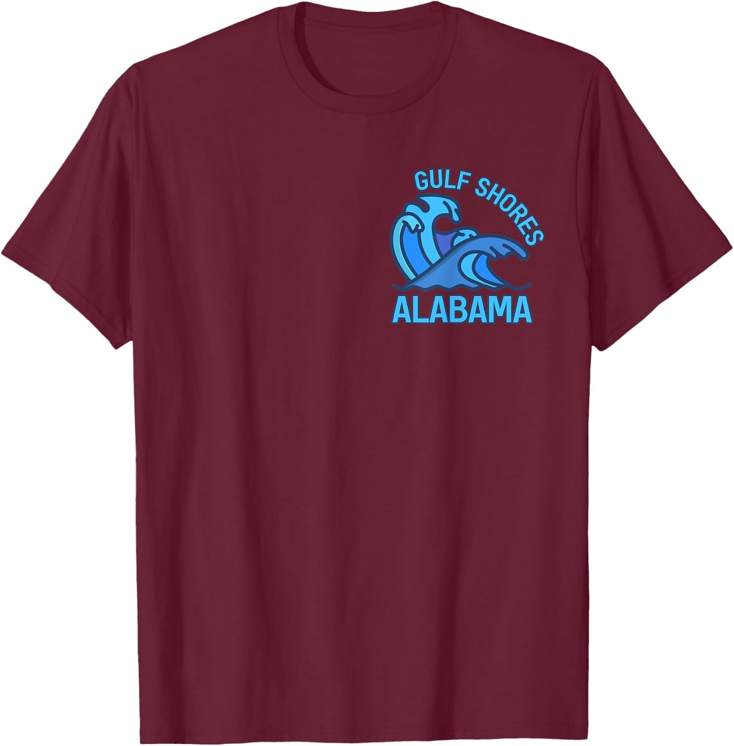 Graphic Gulf Shores Alabama Pocket Wave Souvenir T-Shirt - T-Shirt | Maroon