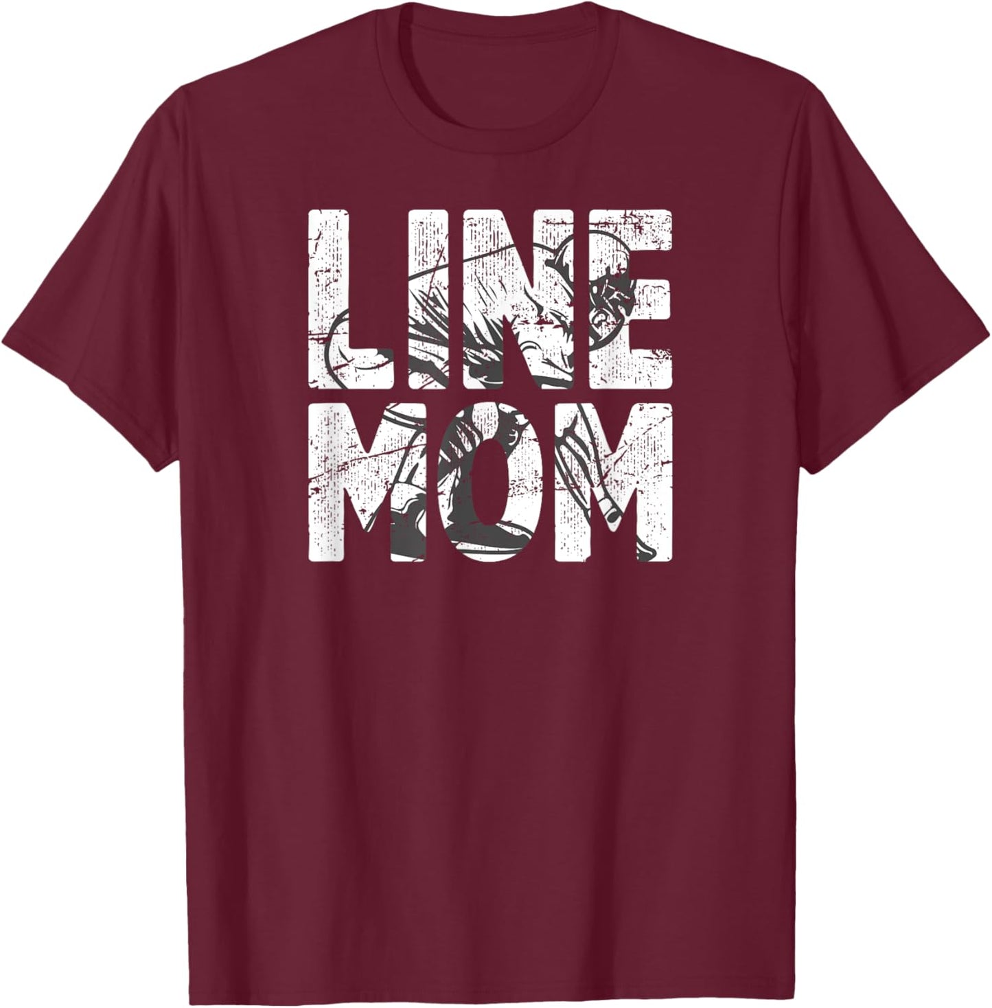 Football Line Mom Of A Football Lineman Mother T-Shirt - T-Shirt | Maroon
