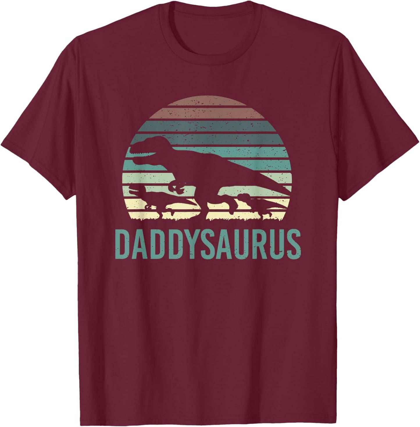 Daddysaurus Fathersday Dad Papa Family Dinosaurs Vintage T-Shirt - T-Shirt | Maroon