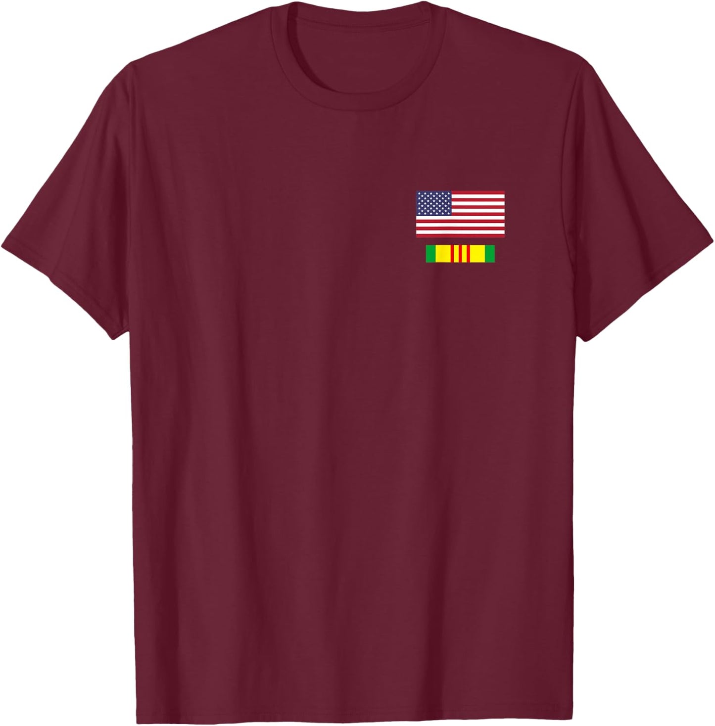 American Flag Above Vietnam Service Ribbon T-Shirt - T-Shirt | Maroon