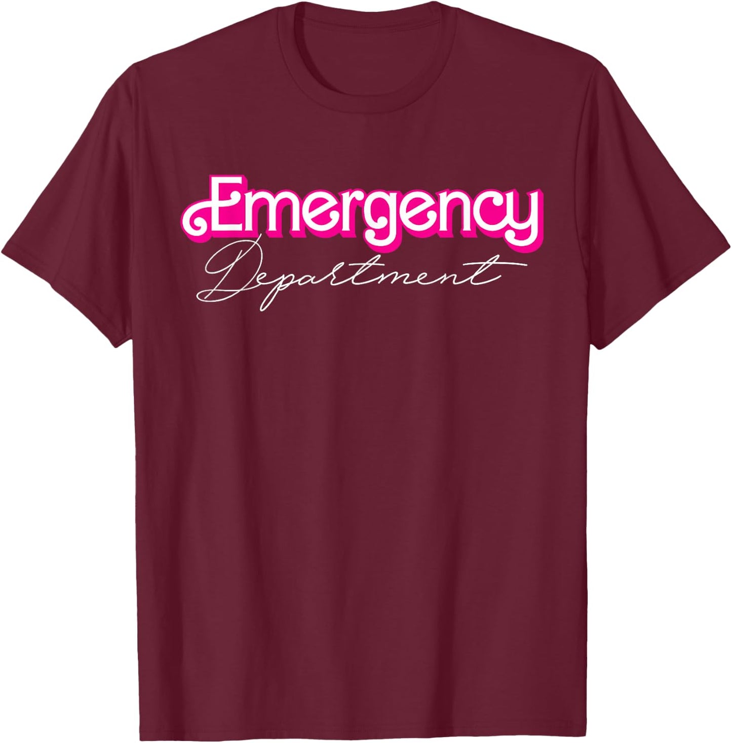 Retro Pink Emergency Department Nurses ER Doctor T-Shirt - T-Shirt | Maroon