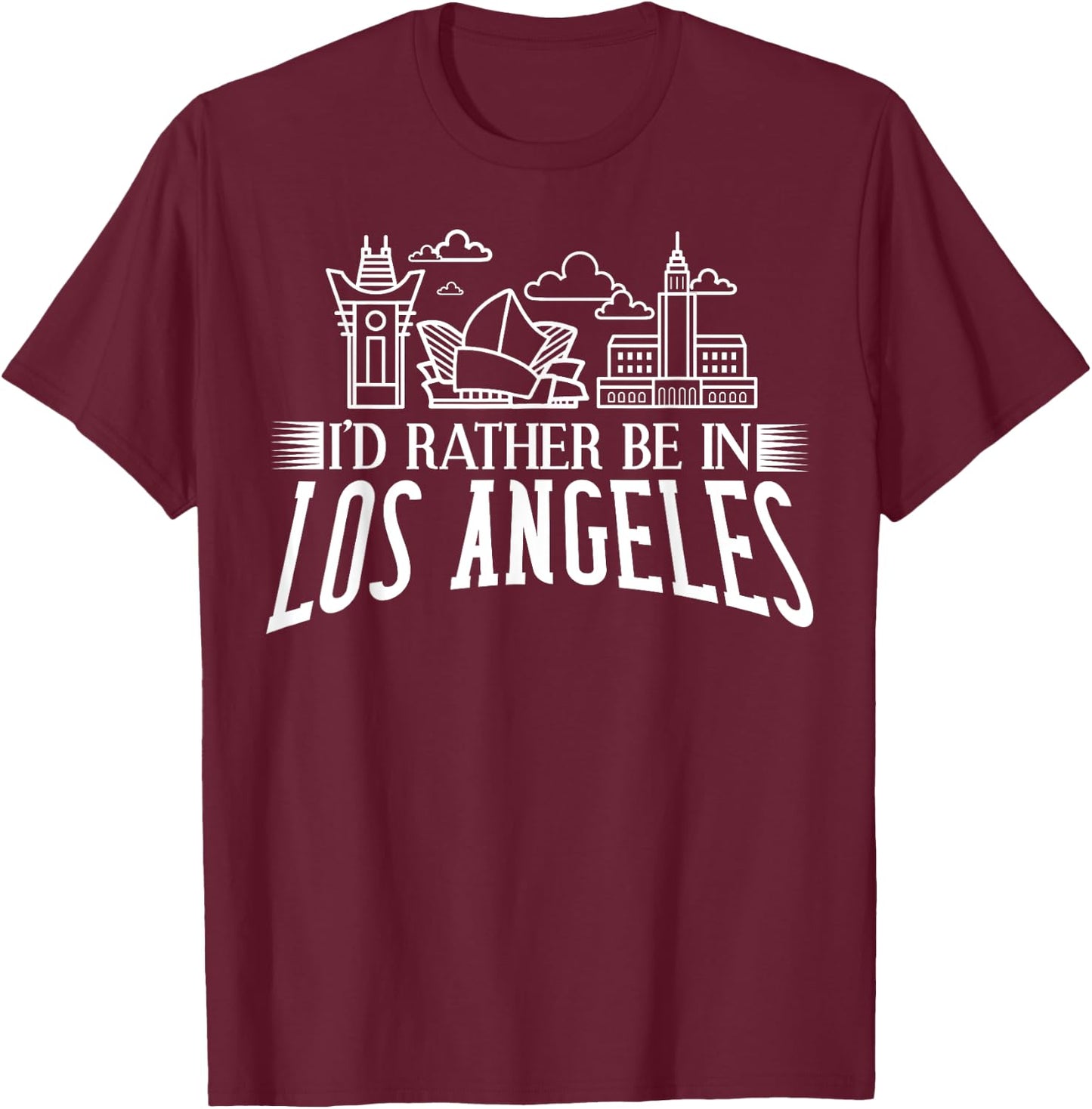 Los Angeles California City Skyline Map Travel T-Shirt - T-Shirt | Maroon