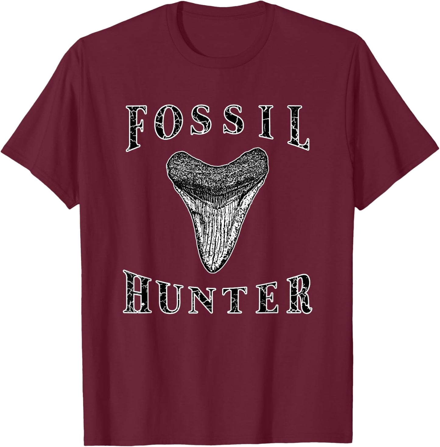 Megalodon Tooth Sharks Tooth Fossil Hunter Paleontologist T-Shirt - T-Shirt | Maroon