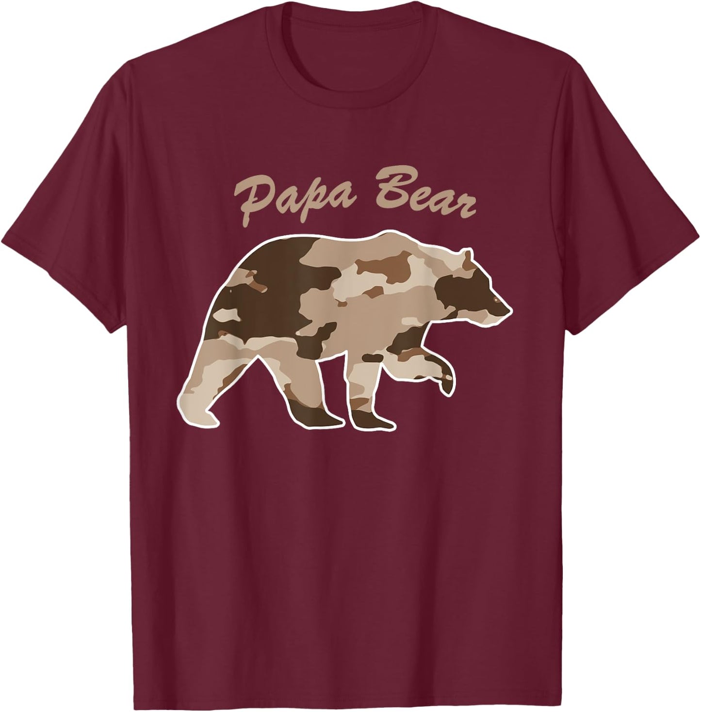 Camouflage Daddy Bear Family Camo Hunting - Papa Bear T-Shirt - T-Shirt | Maroon