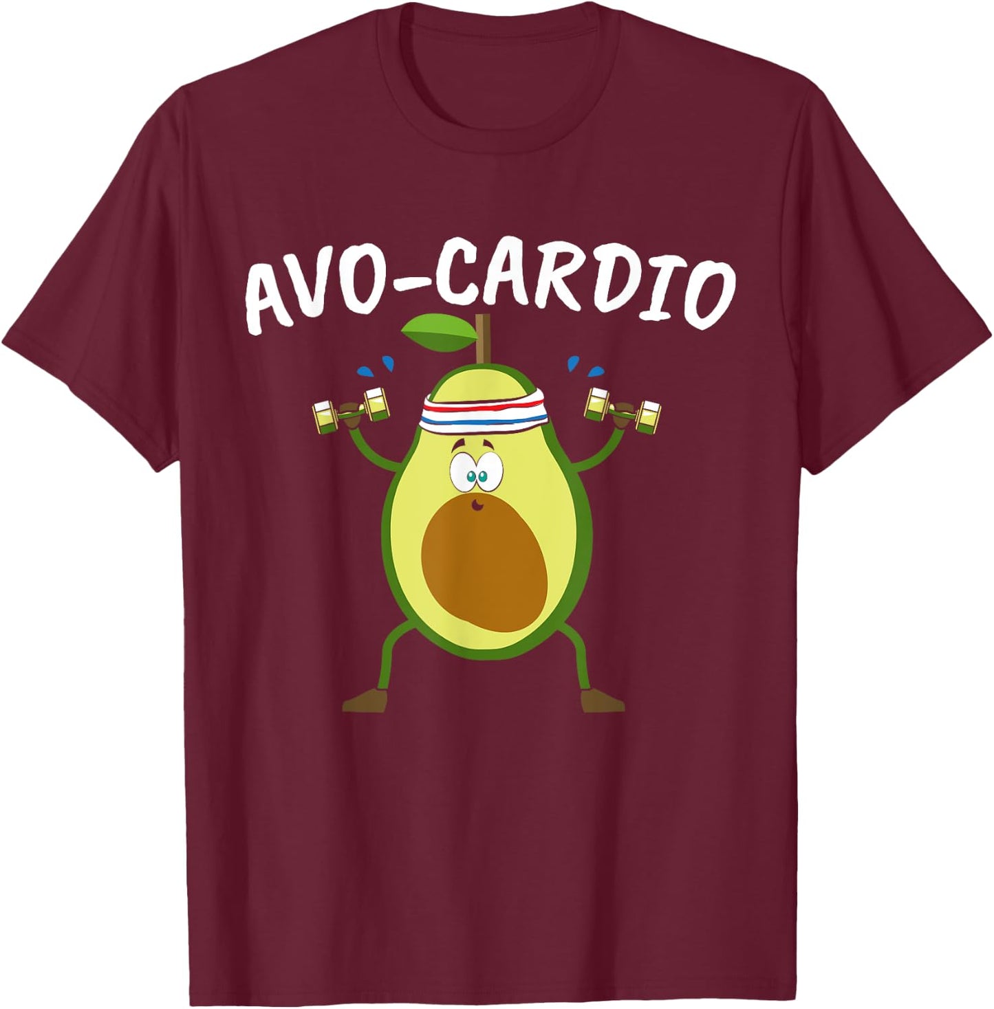 Avocado Graphic Avo Cardio for a Avacardio Workout Pun T-Shirt - T-Shirt | Maroon
