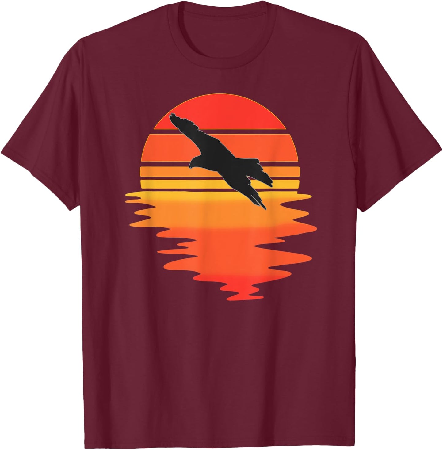 Retro Eagle - Cool Water Sunset large Bird Lovers T-Shirt - T-Shirt | Maroon