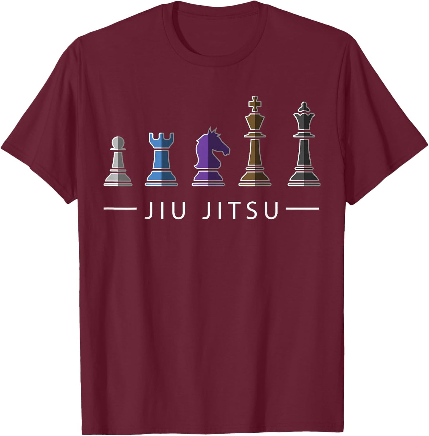 Funny BJJ Brazilian Jiu Jitsu Chess Belt Fighter MMA Gifts T-Shirt - T-Shirt | Maroon