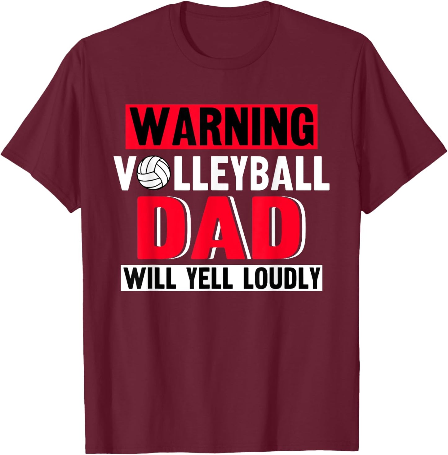 Volleyball Dad Fan Player Daddy Team Sport Father's Day T-Shirt - T-Shirt | Maroon