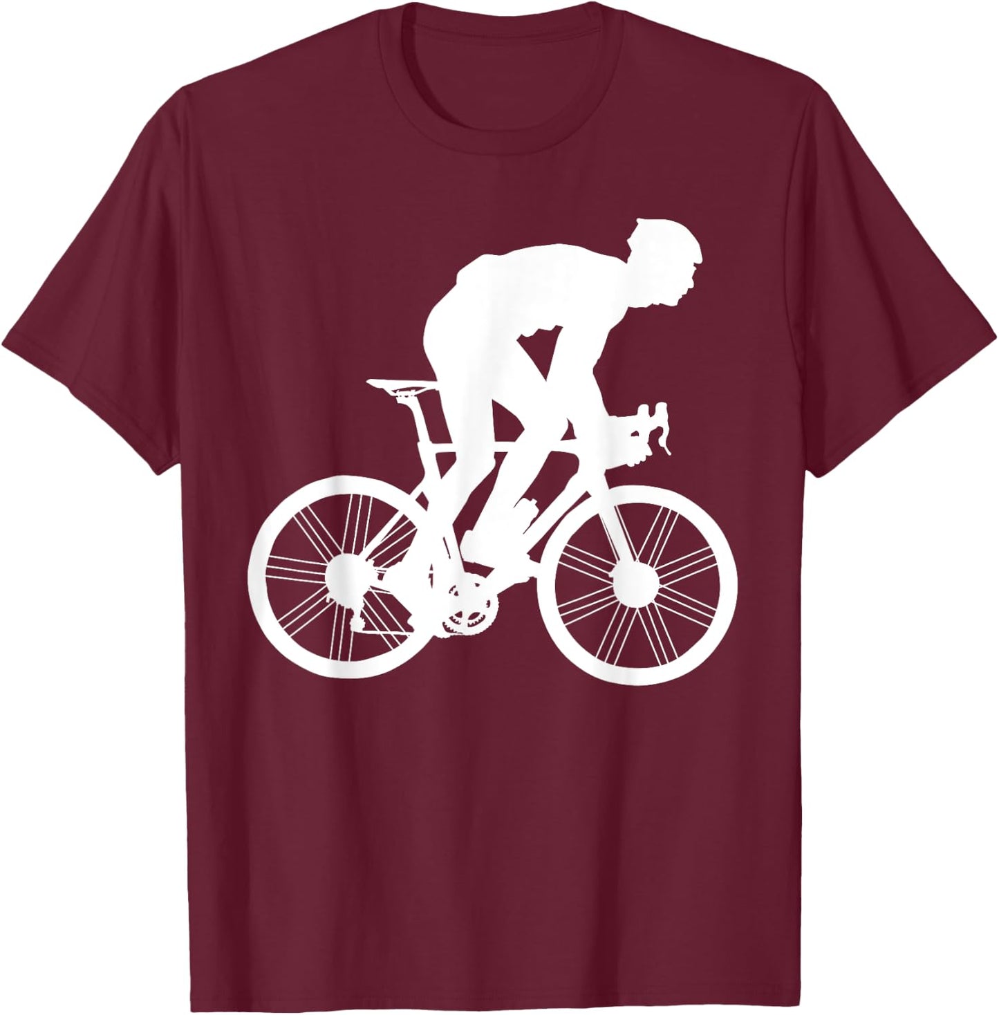 Silhouette Road Cycling Athlete Bike Ride Cyclist Biker Race T-Shirt - T-Shirt | Maroon