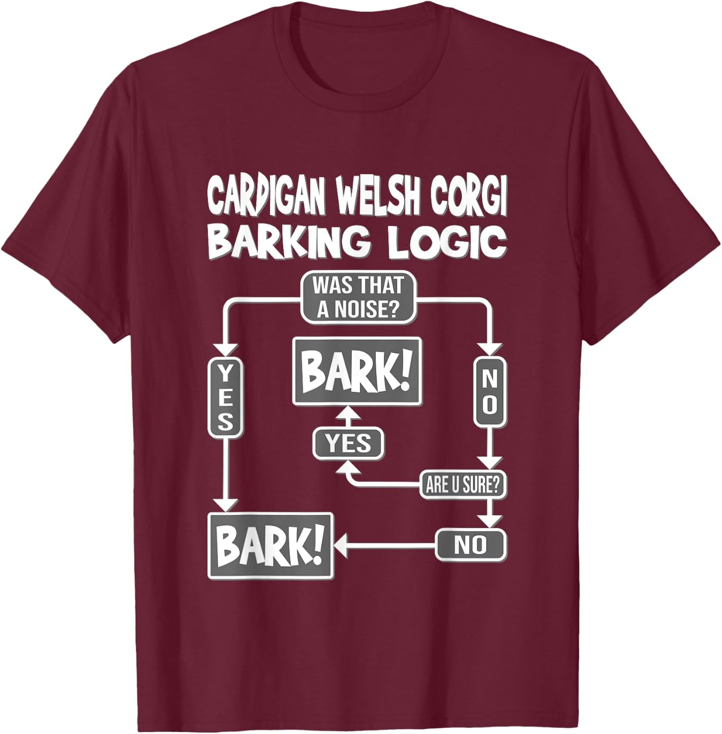 Dog Barking Logic, dog Gift, Funny Cardigan Welsh Corgi Women Kids T-Shirt - T-Shirt | Maroon