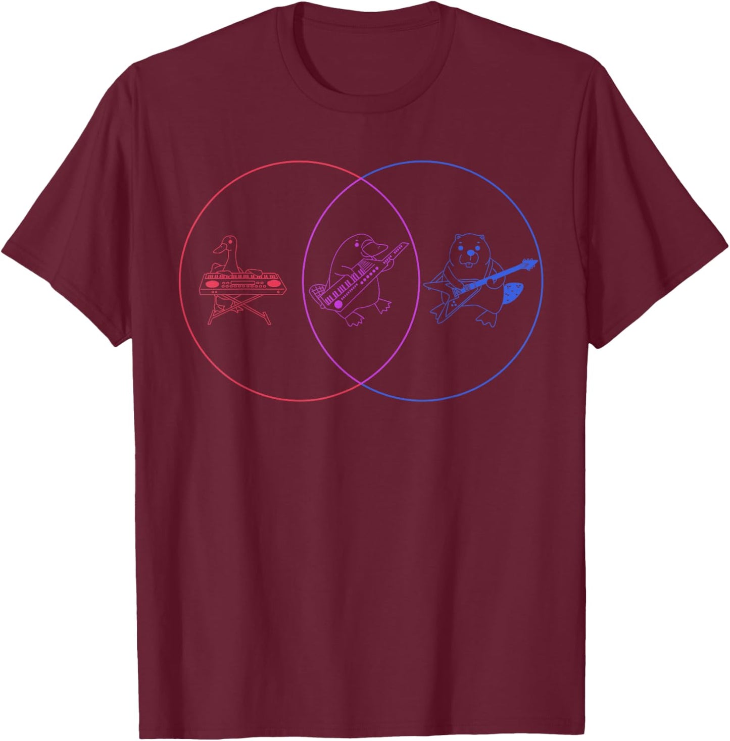 Funny Venn Chart - Duck Platypus Beaver T-Shirt - T-Shirt | Maroon