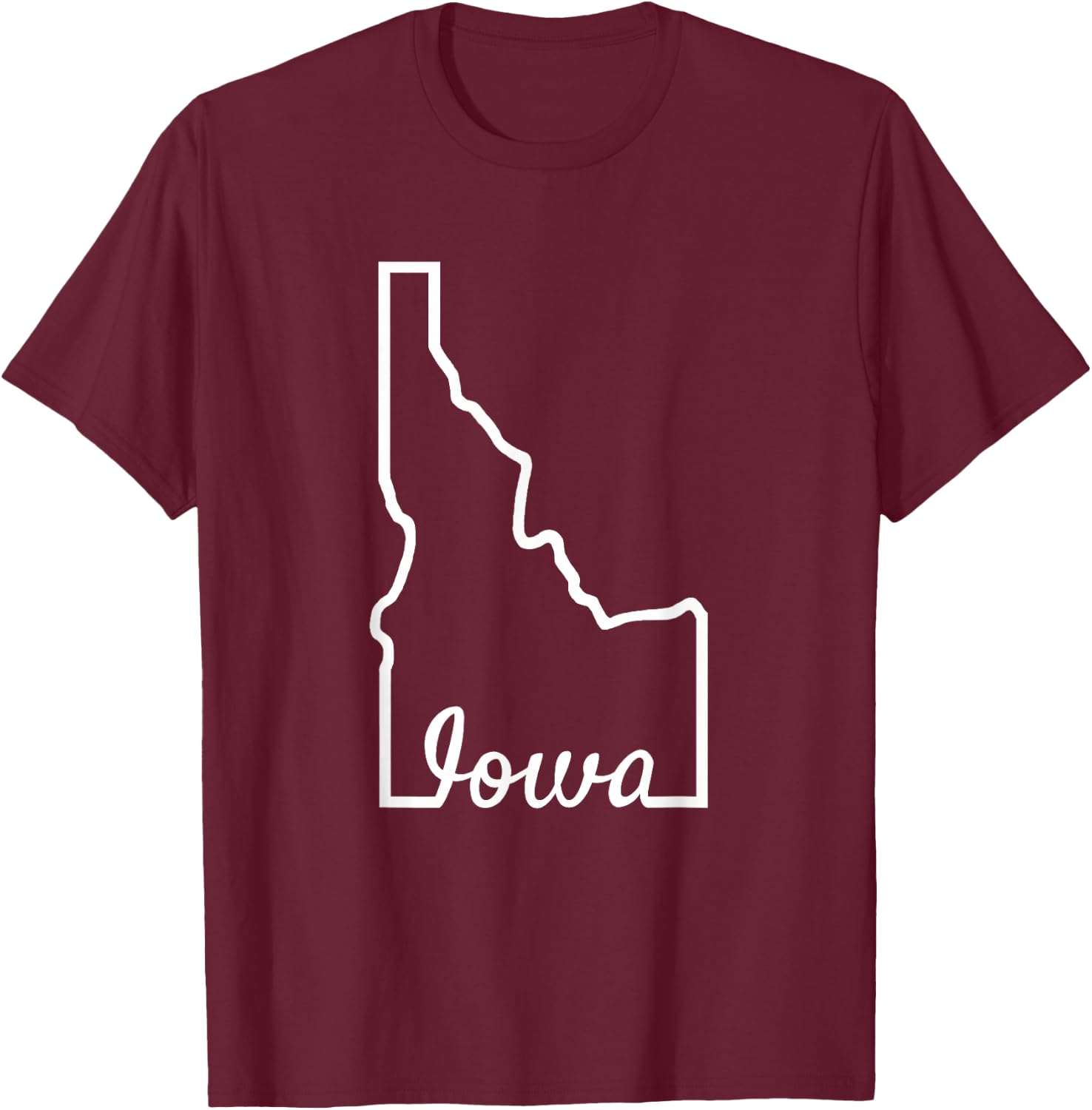 Idaho Iowa Funny Geography Mix up Joke Idawa State Pride T-Shirt - T-Shirt | Maroon