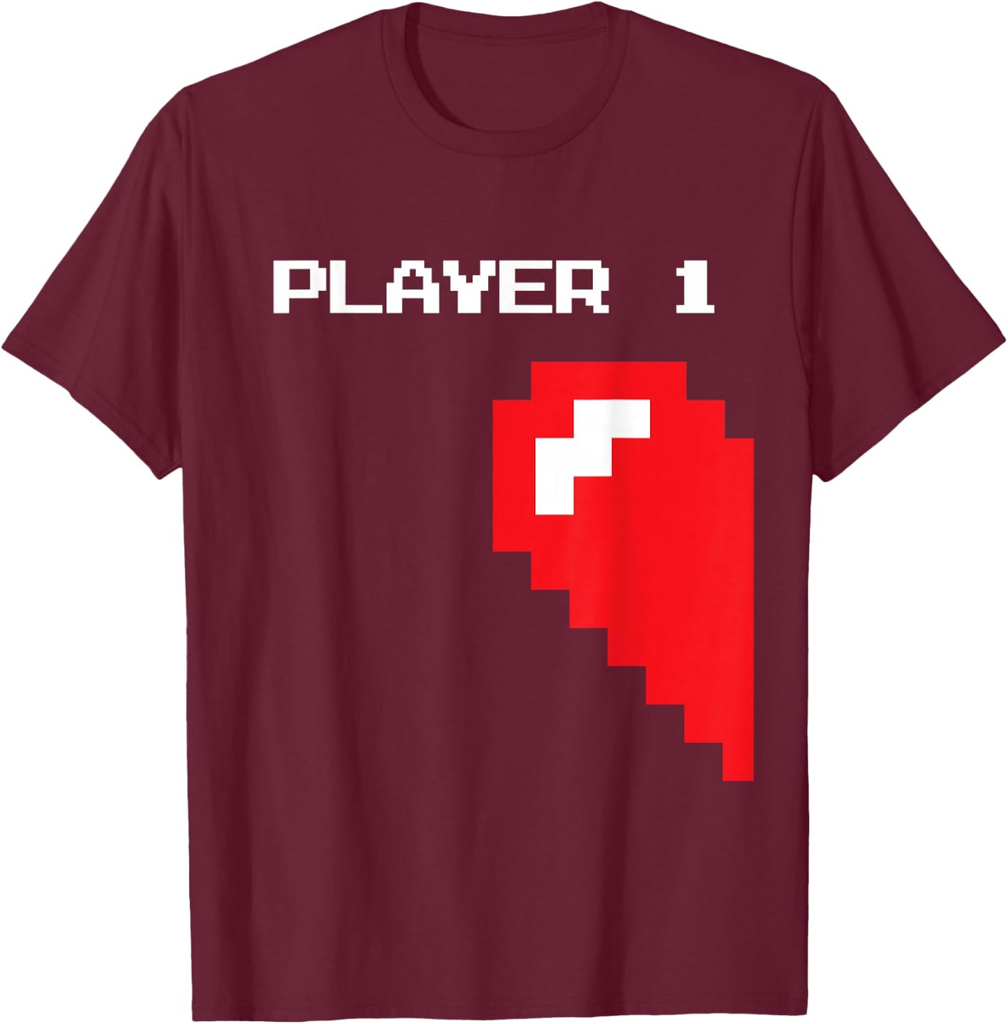 Matching Gamer Couple Valentine's Gift - Player 1 Player 2 T-Shirt - T-Shirt | Maroon