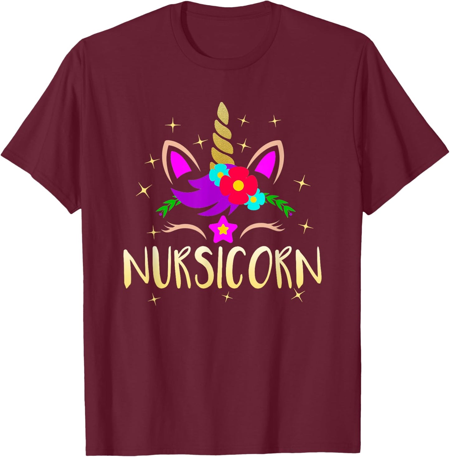 Nursicorn Funny Unicorn Female Nurse T-Shirt - T-Shirt | Maroon