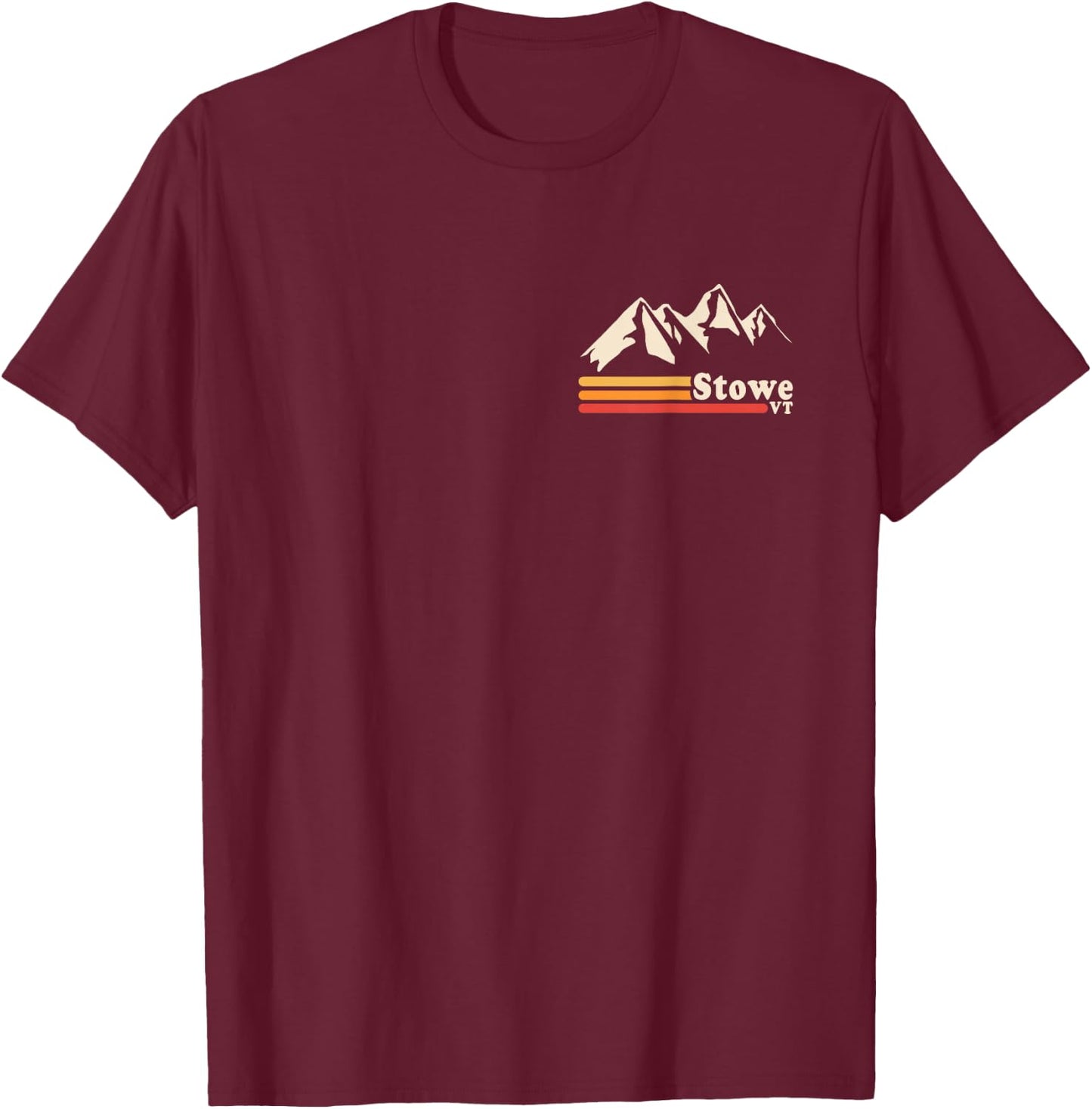 Retro Stowe Vermont VT Mountains Ski T-Shirt - T-Shirt | Maroon
