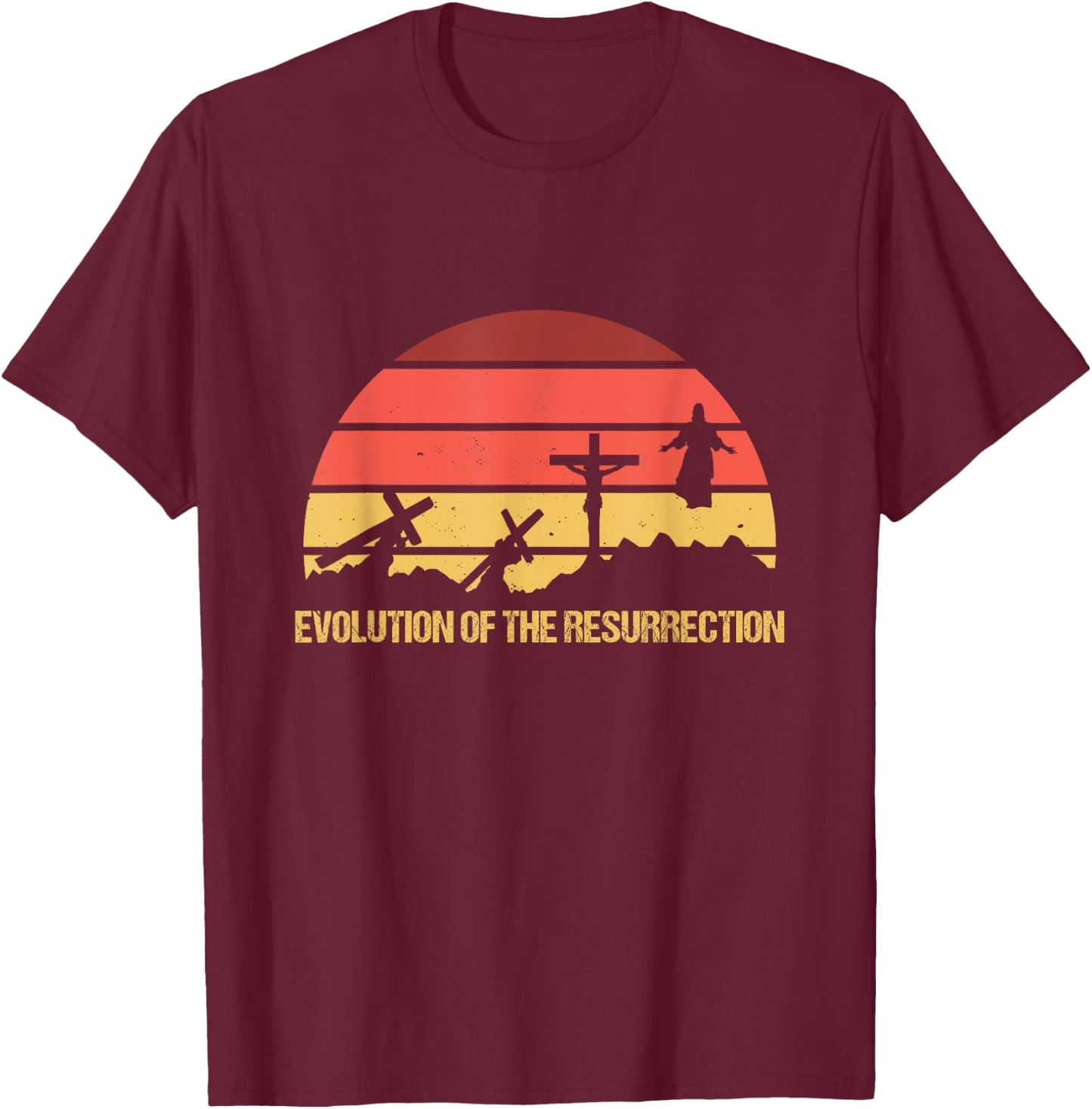 Resurrection Evolution Jesus Christ Religion Prayer God Gift T-Shirt - T-Shirt | Maroon