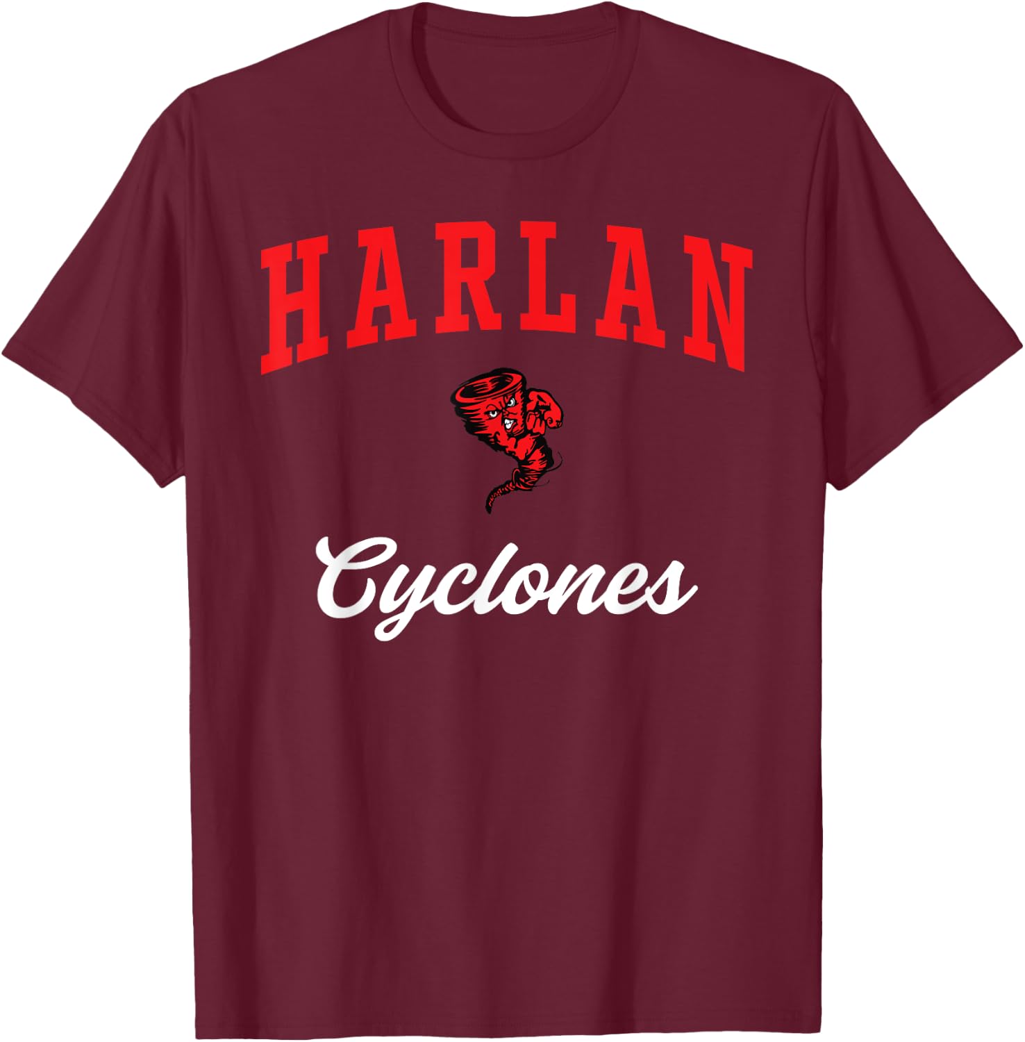 Harlan High School Cyclones T-Shirt - T-Shirt | Maroon