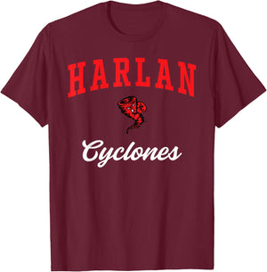 Harlan High School Cyclones T-Shirt - T-Shirt | Maroon