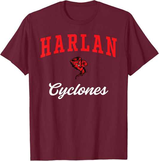 Harlan High School Cyclones T-Shirt - T-Shirt | Maroon