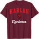 Harlan High School Cyclones T-Shirt - T-Shirt | Maroon
