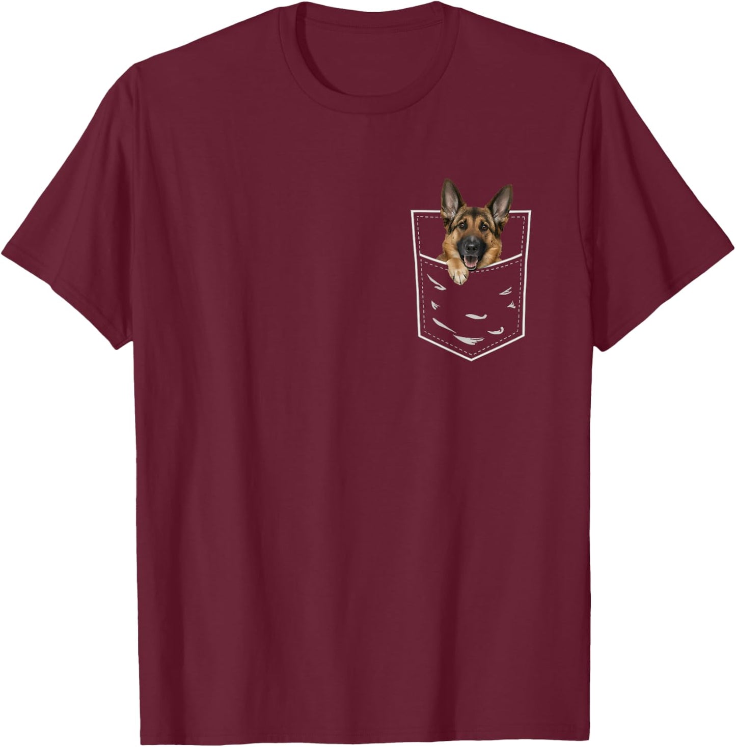 German Shepherd Funny Dog Lovers German Shepherd In Pocket T-Shirt - T-Shirt | Maroon