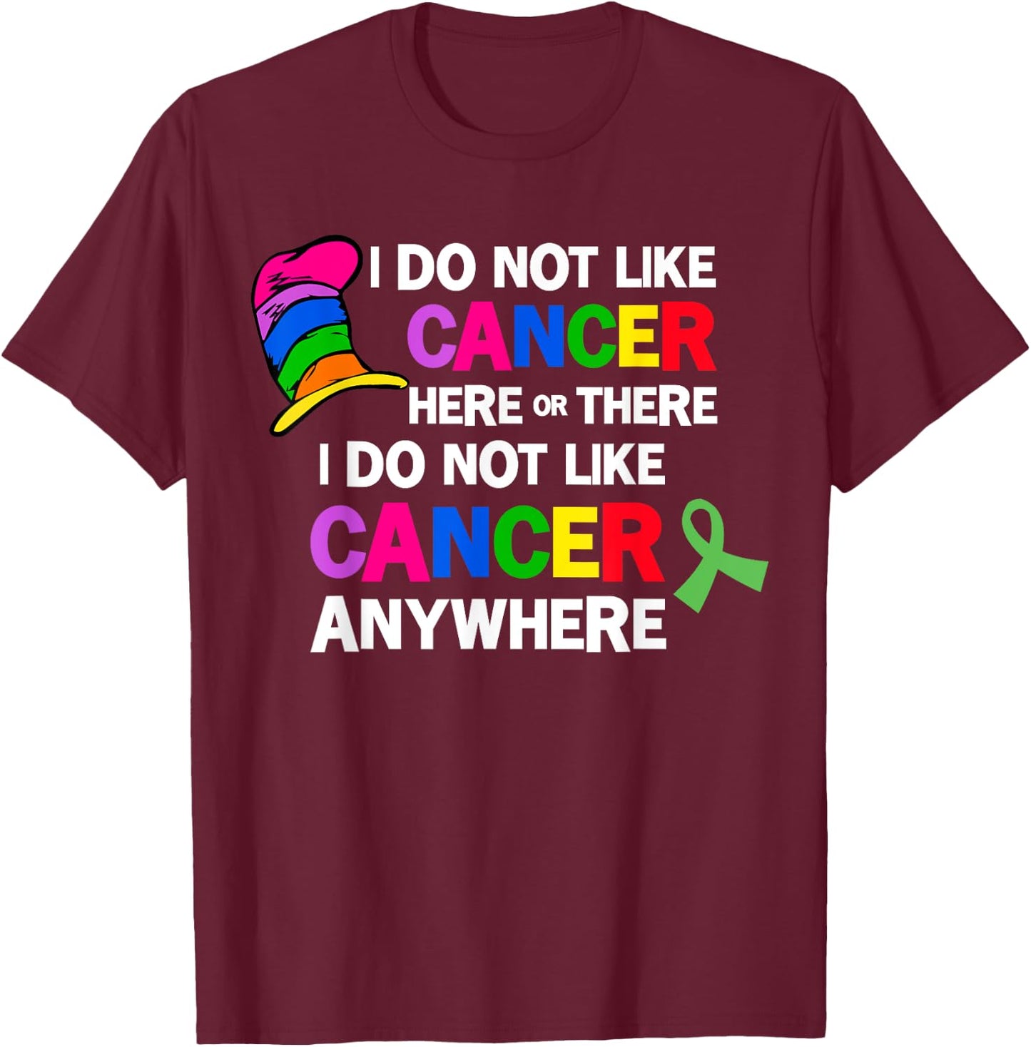 I Do Not Like Cancer Here Or There I Do Not Like Cancer T-Shirt - T-Shirt | Maroon