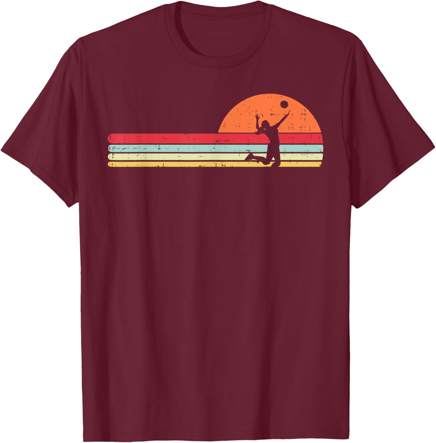 Girl Volleyball Retro Players Coach Teens Ladies Women Gift T-Shirt - T-Shirt | Maroon