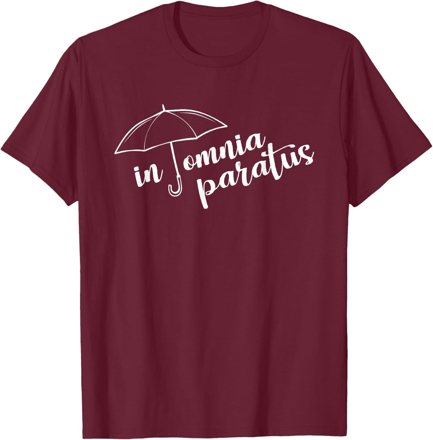 In Omnia Paratus Umbrella T-Shirt - T-Shirt | Maroon