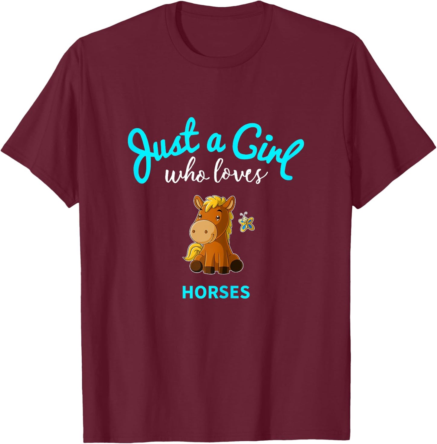 Horse Shirt for Girls | Children's Horse T-Shirt - T-Shirt | Maroon