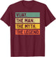 Vijay The Man The Myth The Legend Funny Personalized Quote T-Shirt - T-Shirt | Maroon