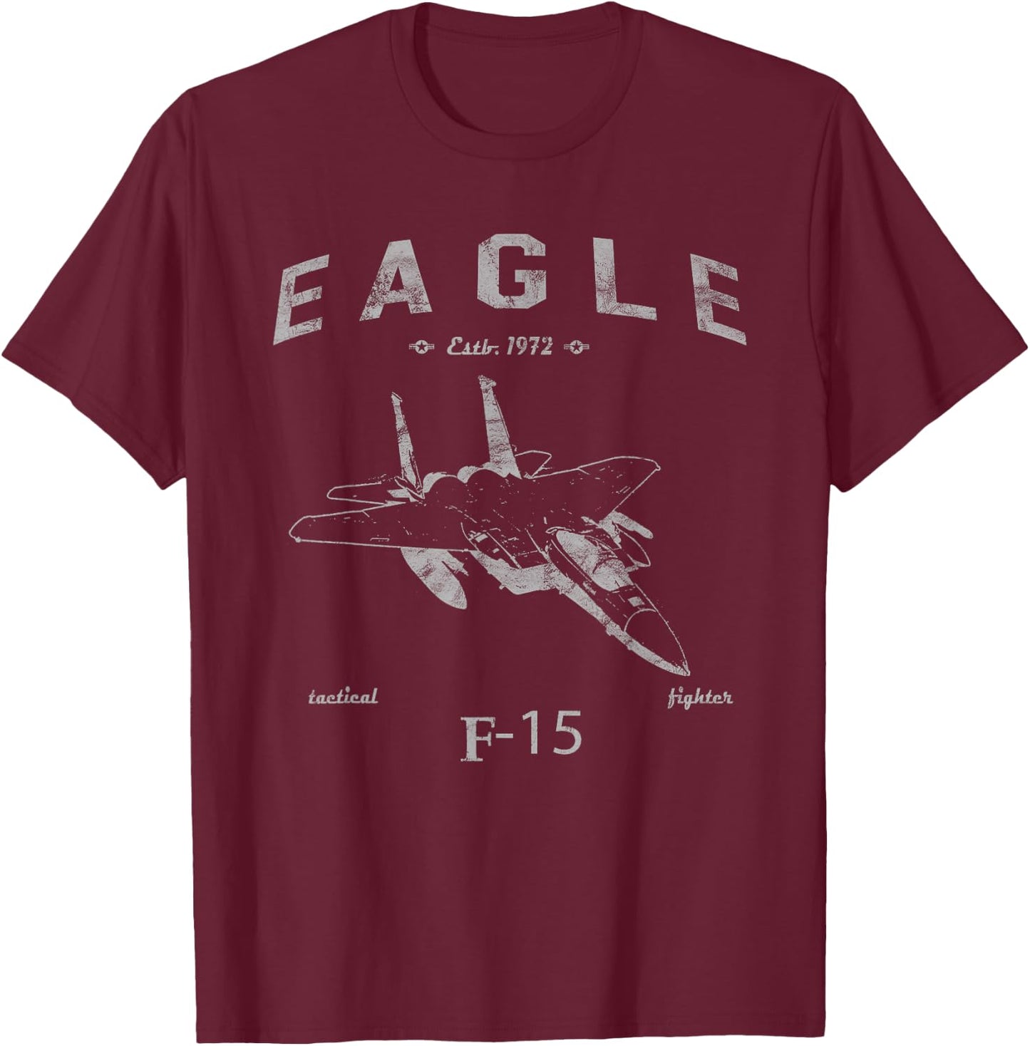 F-15 Eagle Jet Airplane Estb 1972 Vintage Style Pilot T-Shirt - T-Shirt | Maroon