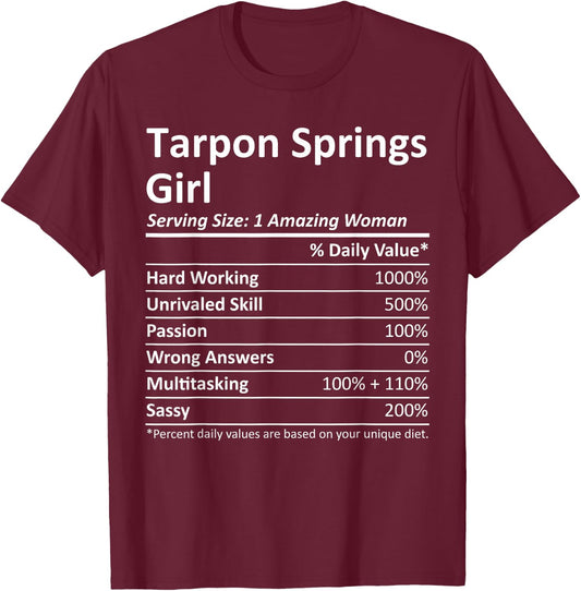 TARPON SPRINGS GIRL FL FLORIDA Funny City Home Roots Gift T-Shirt - T-Shirt | Maroon