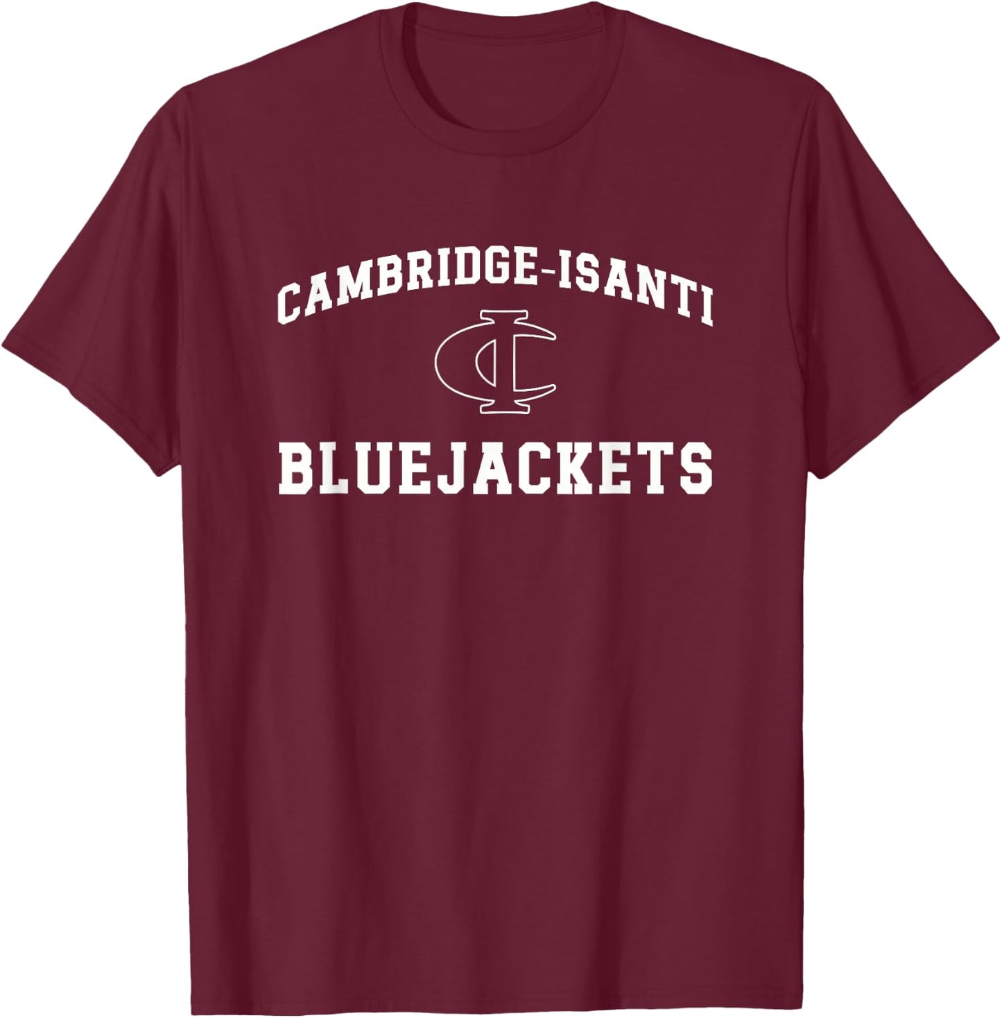 Cambridge-Isanti Bluejackets Spirit Wear T-Shirt - T-Shirt | Maroon