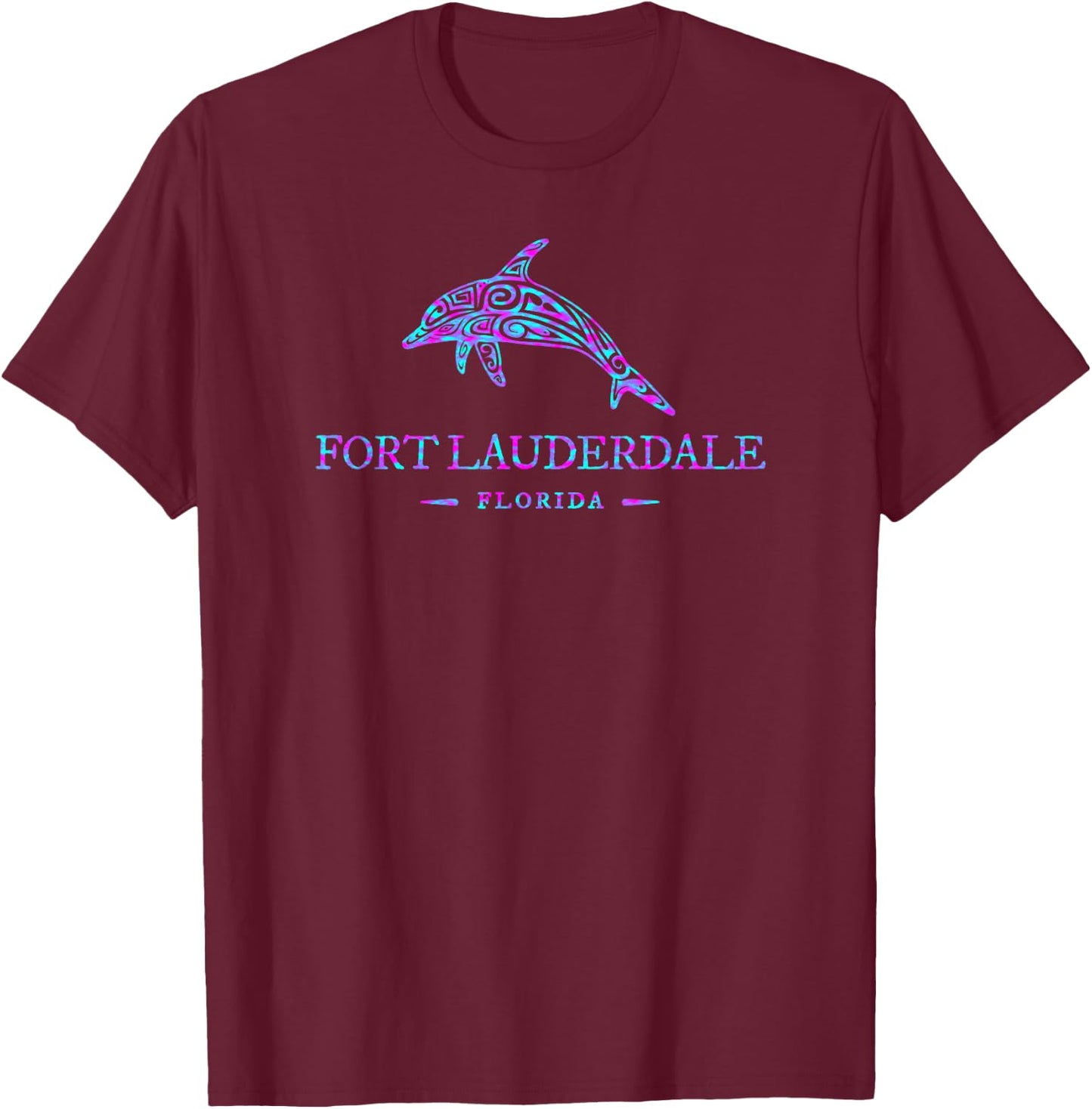 Fort Lauderdale Florida Dolphin Boys Girls Vacation Souvenir T-Shirt - T-Shirt | Maroon