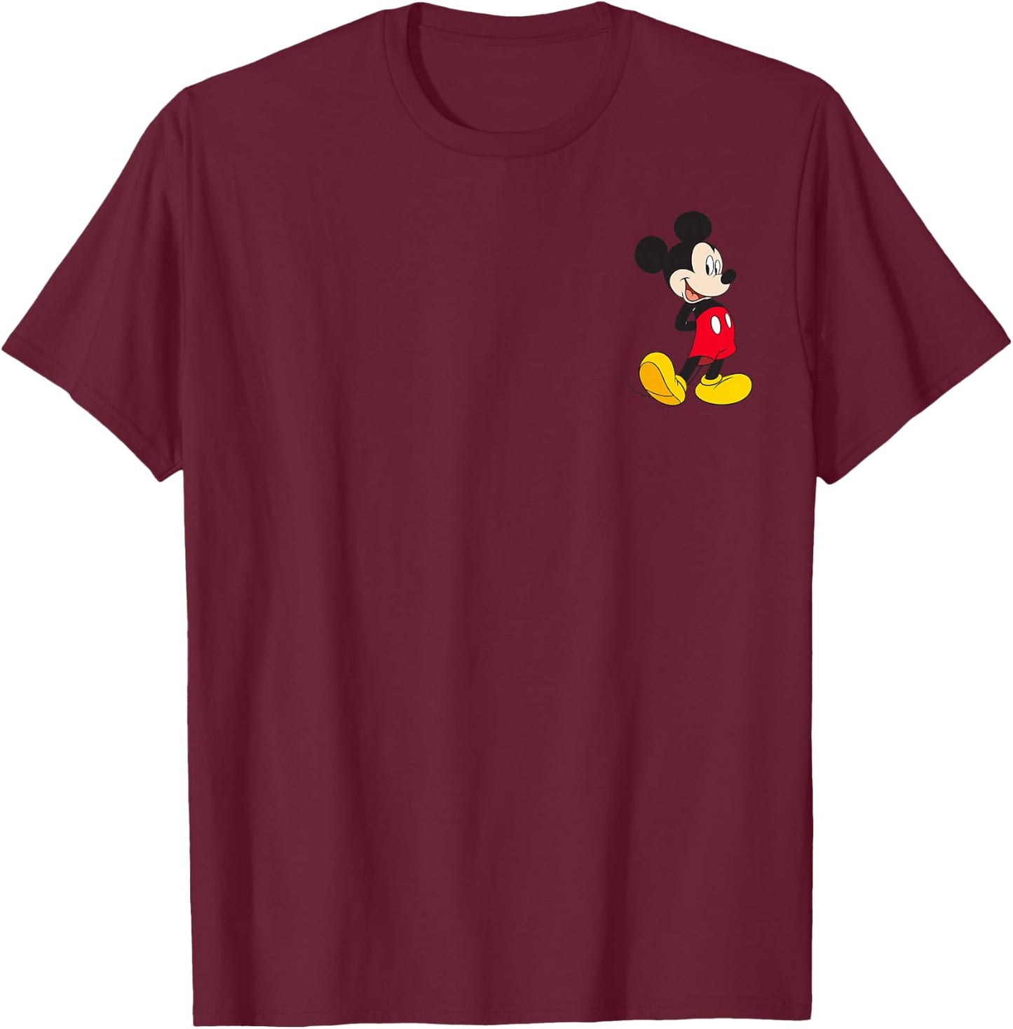 Disney Mickey and Friends Cute Vintage Pocket Mickey Logo T-Shirt - T-Shirt | Maroon