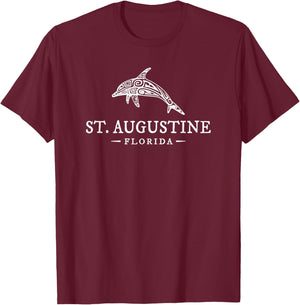 St. Augustine Florida Dolphin Vacation Souvenir Boys Girls T-Shirt - T-Shirt | Maroon