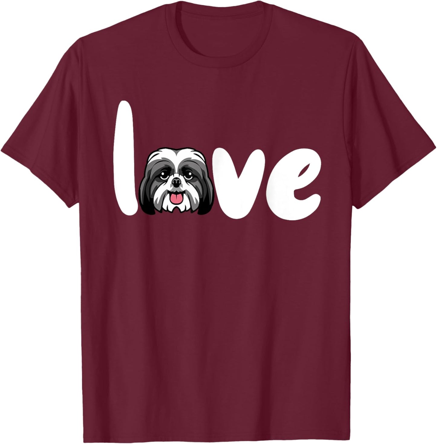 Shih Tzu Love Dog T-Shirt - T-Shirt | Maroon