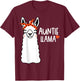 Cute Auntie Llama Funny Alpacas Llamas Lover Gift Aunt T-Shirt - T-Shirt | Maroon