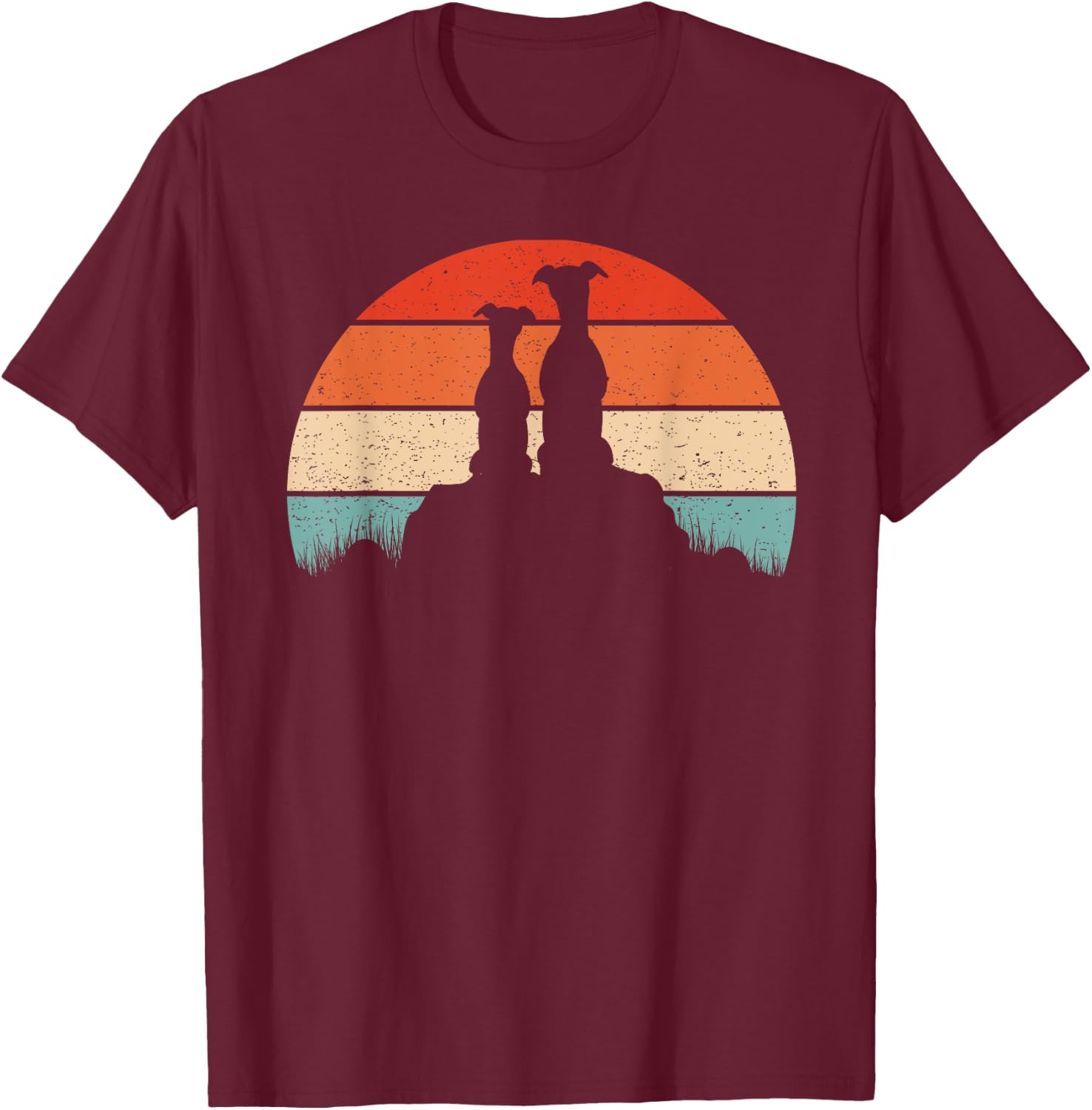 Whippet Dog Lover Vintage Retro Sunset Gift Women T-Shirt - T-Shirt | Maroon